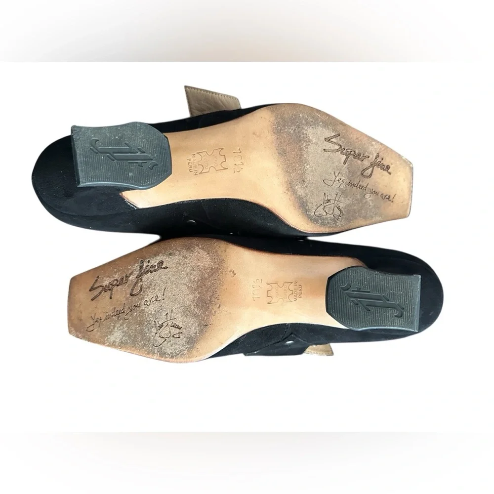 John Fluevog Black Suede Bishop Buckled Heels sz 10.5 EUC whimsigoth loafers - Picture 14 of 16